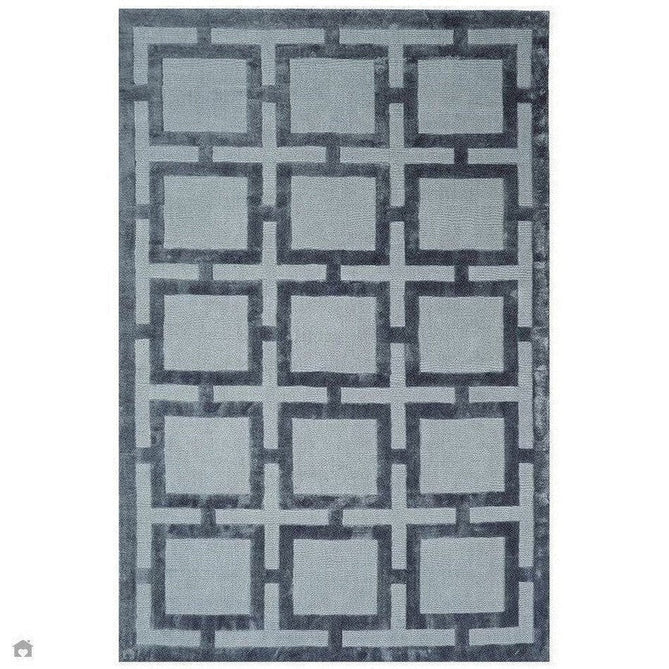 Buy Asiatic Carpets Katherine Carnaby Eaton Modern Designer Geometric Super-Soft Hand-Woven High-Density Textured Silky Metallic Shimmer Viscose Flatweave Storm Blue Rug Lowest Price | Rug Love