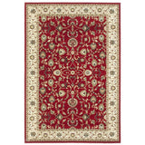 Kendra 137 R Traditional Persian Classic Floral Vine Bordered Stain-Resistant Dark Maroon Red Rug