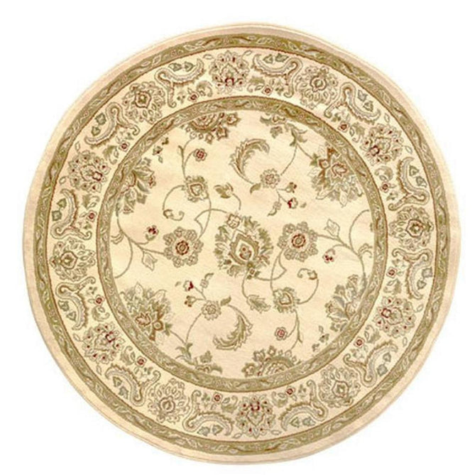 Kendra 2330 X Traditional Persian Classic Floral Vine Bordered Stain-Resistant Cream Round Rug-Oriental Weavers-Rug Love - The Most Loved Rug Store