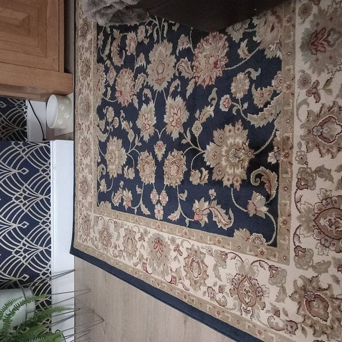 Kendra 3330 B Traditional Persian Classic Floral Vine Bordered Stain-Resistant Navy/Beige/Sand Rug-Oriental Weavers-Rug Love - The Most Loved Rug Store