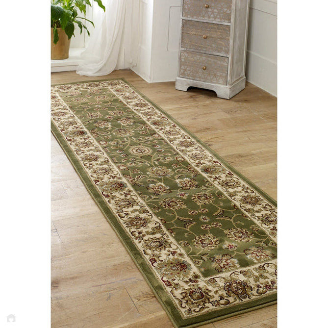 Kendra 3330 G Traditional Persian Classic Floral Vine Bordered Stain-Resistant Green/Sand/Cream Rug-Oriental Weavers-Rug Love - The Most Loved Rug Store