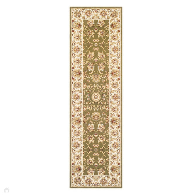 Kendra 3330 G Traditional Persian Classic Floral Vine Bordered Stain-Resistant Green/Sand/Cream Rug-Oriental Weavers-Rug Love - The Most Loved Rug Store