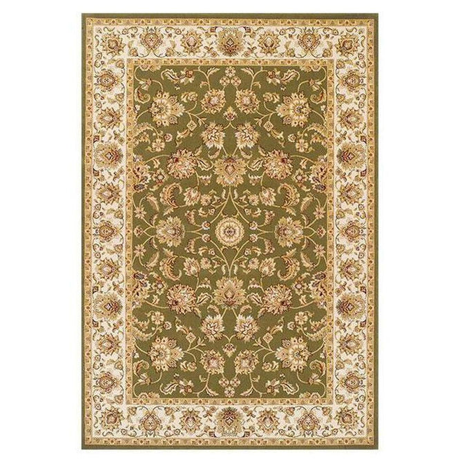 Kendra 3330 G Traditional Persian Classic Floral Vine Bordered Stain-Resistant Green/Sand/Cream Rug-Oriental Weavers-Rug Love - The Most Loved Rug Store