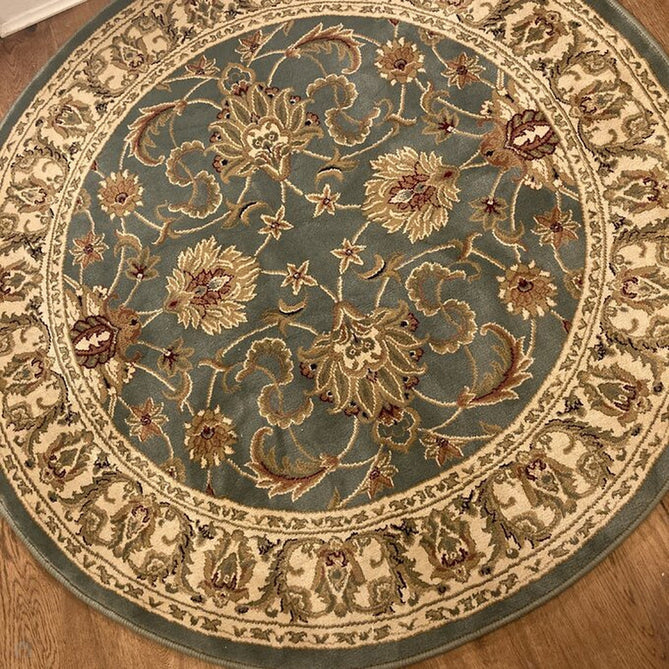 Kendra 45 L Traditional Persian Classic Floral Vine Bordered Stain-Resistant Aqua Green Turquoise Duck Egg Rug-Oriental Weavers-Rug Love - The Most Loved Rug Store