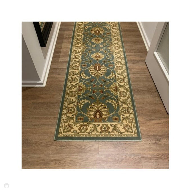 Kendra 45 L Traditional Persian Classic Floral Vine Bordered Stain-Resistant Aqua Green Turquoise Duck Egg Rug-Oriental Weavers-Rug Love - The Most Loved Rug Store