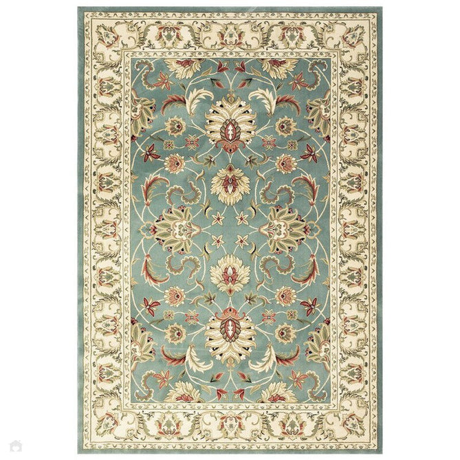 Kendra 45 L Traditional Persian Classic Floral Vine Bordered Stain-Resistant Aqua Green Turquoise Duck Egg Rug-Oriental Weavers-Rug Love - The Most Loved Rug Store