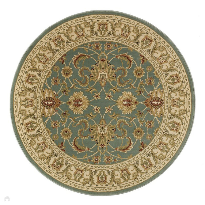 Kendra 45 L Traditional Persian Classic Floral Vine Bordered Stain-Resistant Aqua Green Turquoise Duck Egg Rug-Oriental Weavers-Rug Love - The Most Loved Rug Store