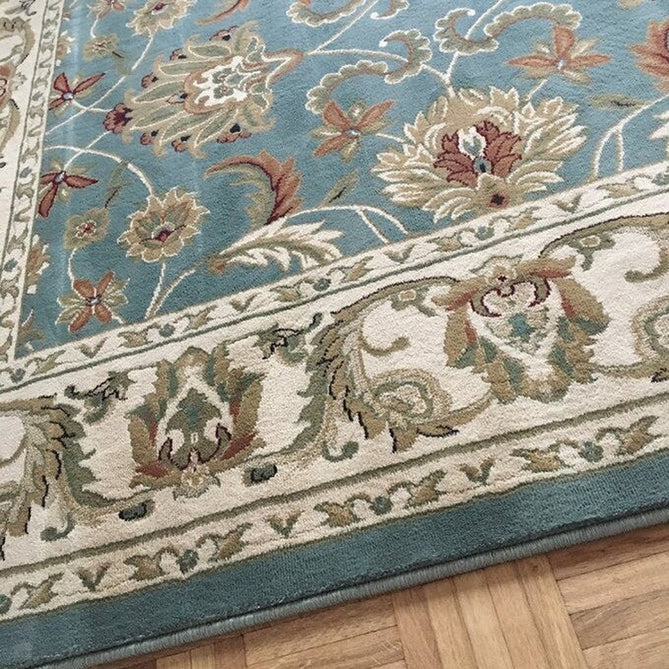 Kendra 45 L Traditional Persian Classic Floral Vine Bordered Stain-Resistant Aqua Green Turquoise Duck Egg Rug-Oriental Weavers-Rug Love - The Most Loved Rug Store