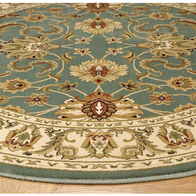 Kendra 45 L Traditional Persian Classic Floral Vine Bordered Stain-Resistant Aqua Green Turquoise Round Rug-Oriental Weavers-Rug Love - The Most Loved Rug Store