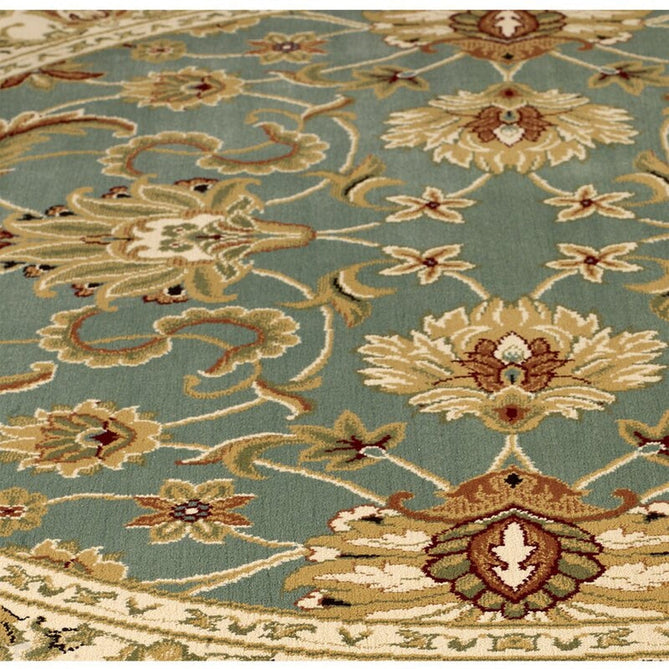 Kendra 45 L Traditional Persian Classic Floral Vine Bordered Stain-Resistant Aqua Green Turquoise Round Rug-Oriental Weavers-Rug Love - The Most Loved Rug Store