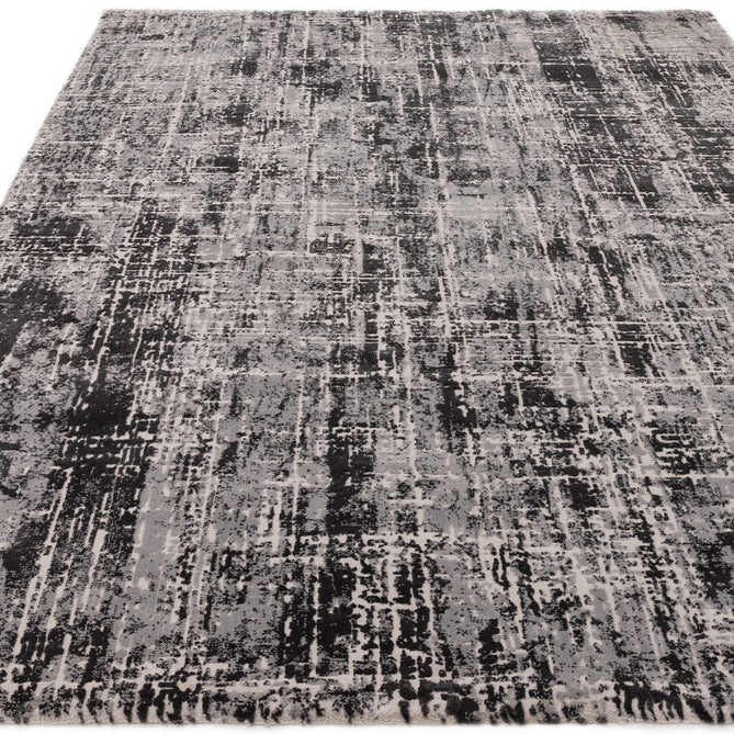 Kuza Abstract Modern Distressed Textured Soft-Touch Black /Light Grey Rug-Asiatic Carpets-Rug Love - The Most Loved Rug Store