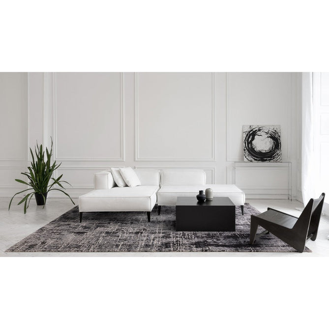 Kuza Abstract Modern Distressed Textured Soft-Touch Black /Light Grey Rug-Asiatic Carpets-Rug Love - The Most Loved Rug Store