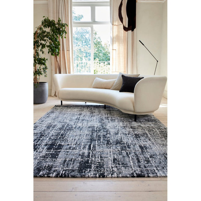 Kuza Abstract Modern Distressed Textured Soft-Touch Black /Light Grey Rug-Asiatic Carpets-Rug Love - The Most Loved Rug Store