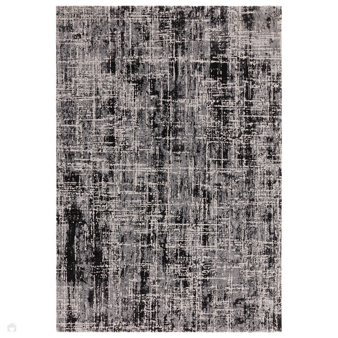 Kuza Abstract Modern Distressed Textured Soft-Touch Black /Light Grey Rug-Asiatic Carpets-Rug Love - The Most Loved Rug Store