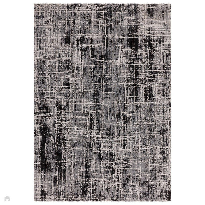 Kuza Abstract Modern Distressed Textured Soft-Touch Black /Light Grey/Cream Rug 120 x 170 cm-Shop Returns-Rug Love - The Most Loved Rug Store