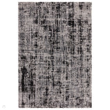 Kuza Abstract Modern Distressed Textured Soft-Touch Black /Light Grey/Cream Rug