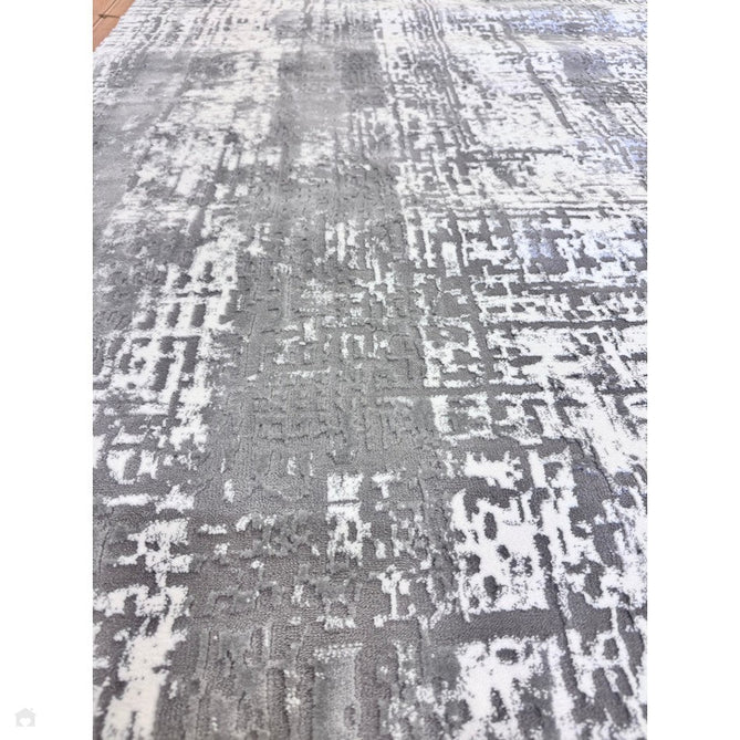 Kuza Abstract Modern Distressed Textured Soft-Touch Mid Grey/Cream/Light Grey Rug-Asiatic Carpets-Rug Love - The Most Loved Rug Store