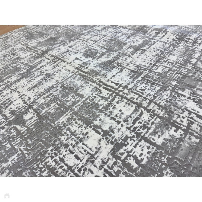 Kuza Abstract Modern Distressed Textured Soft-Touch Mid Grey/Cream/Light Grey Rug-Asiatic Carpets-Rug Love - The Most Loved Rug Store