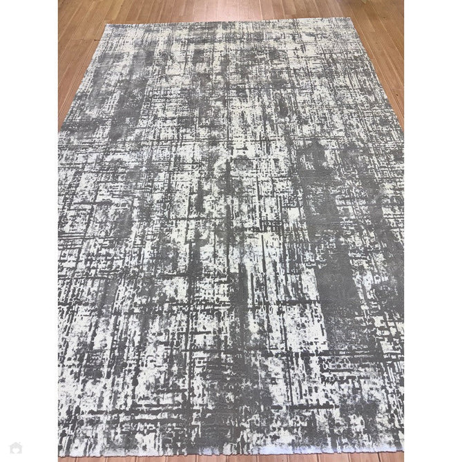 Kuza Abstract Modern Distressed Textured Soft-Touch Mid Grey/Cream/Light Grey Rug-Asiatic Carpets-Rug Love - The Most Loved Rug Store