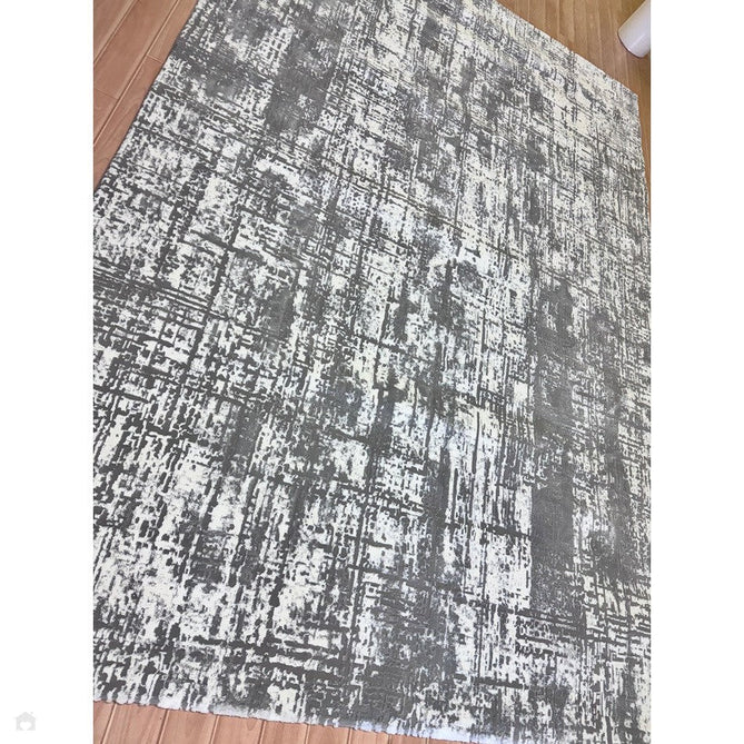 Kuza Abstract Modern Distressed Textured Soft-Touch Mid Grey/Cream/Light Grey Rug-Asiatic Carpets-Rug Love - The Most Loved Rug Store