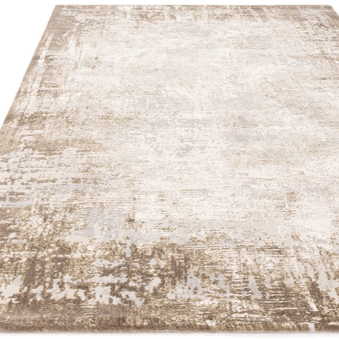 Kuza Border Modern Abstract Distressed Textured Soft-Touch Beige/Light Grey Rug-Asiatic Carpets-Rug Love - The Most Loved Rug Store