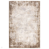 Kuza Border Modern Abstract Distressed Textured Soft-Touch Beige/Light Grey/Cream Rug