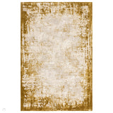 Kuza Border Modern Abstract Distressed Textured Soft-Touch Gold/Light Grey/Cream Rug