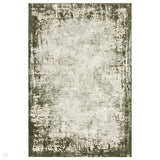 Kuza Border Modern Abstract Distressed Textured Soft-Touch Khaki/Light Grey/Cream Rug