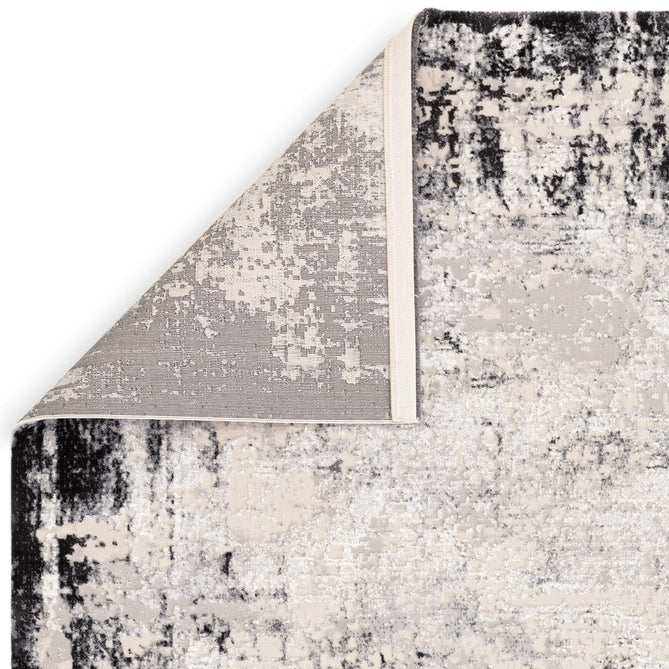 Kuza Border Modern Abstract Distressed Textured Soft-Touch Light Grey/Charcoal Rug-Asiatic Carpets-Rug Love - The Most Loved Rug Store