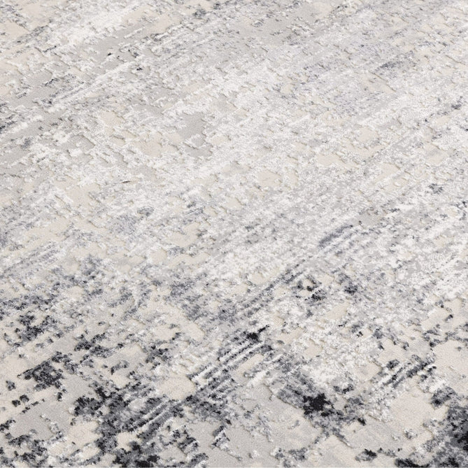 Kuza Border Modern Abstract Distressed Textured Soft-Touch Light Grey/Charcoal Rug-Asiatic Carpets-Rug Love - The Most Loved Rug Store