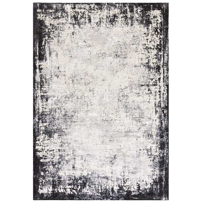 Kuza Border Modern Abstract Distressed Textured Soft-Touch Light Grey/Charcoal Rug-Asiatic Carpets-Rug Love - The Most Loved Rug Store