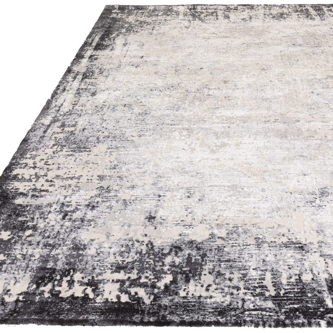 Kuza Border Modern Abstract Distressed Textured Soft-Touch Light Grey/Charcoal Rug-Asiatic Carpets-Rug Love - The Most Loved Rug Store