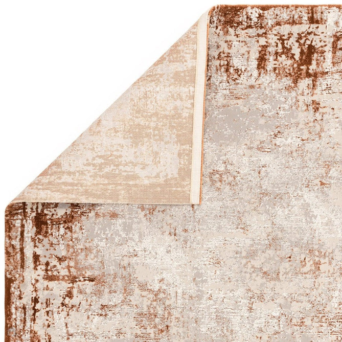 Kuza Border Modern Abstract Distressed Textured Soft-Touch Terracotta/Light Grey Rug-Asiatic Carpets-Rug Love - The Most Loved Rug Store