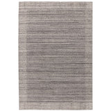 Larson Modern Plain Hi-Low Border Hand-Woven Textured Looped Wool Flat-Pile Charcoal Grey Rug