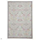 Laurence Llewelyn-Bowen Damask Modern Floral Ornate Abstract Border Metallic Shimmer Hi-Lo Textured Soft-Touch Polyester Flat-Pile Pearl/Grey Rug