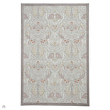 Laurence Llewelyn-Bowen Damask Modern Floral Ornate Abstract Border Metallic Shimmer Hi-Lo Textured Soft-Touch Polyester Flat-Pile Pearl/Grey Rug