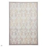 Laurence Llewelyn-Bowen Imperial Modern Floral Ornate Abstract Border Metallic Shimmer Hi-Lo Textured Soft-Touch Polyester Flat-Pile Pearl/Grey Rug