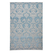 Laurence Llewelyn-Bowen Imperial Modern Floral Ornate Abstract Metallic Shimmer Hi-Lo Textured Soft-Touch Polyester Low Profile Short Pile Blue Rug