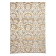 Laurence Llewelyn-Bowen Imperial Modern Floral Ornate Abstract Metallic Shimmer Hi-Lo Textured Soft-Touch Polyester Low Profile Short Pile Gold Rug