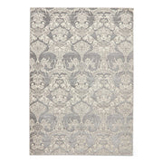 Laurence Llewelyn-Bowen Imperial Modern Floral Ornate Abstract Metallic Shimmer Hi-Lo Textured Soft-Touch Polyester Low Profile Short Pile Grey Rug