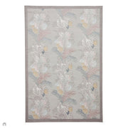 Laurence Llewelyn-Bowen Tropicana Modern Floral Ornate Abstract Border Metallic Shimmer Hi-Lo Textured Soft-Touch Polyester Flat-Pile Pearl/Grey Rug