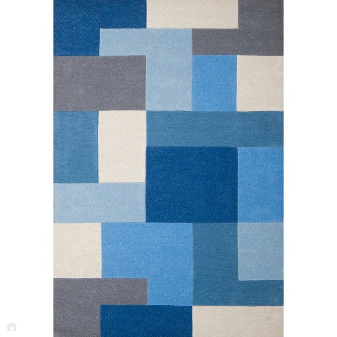 Lexus Modern Geometric Blocks Hand-Woven Carved Wool Blue/Grey/White Rug 160 x 230 cm-Shop Returns-Rug Love - The Most Loved Rug Store