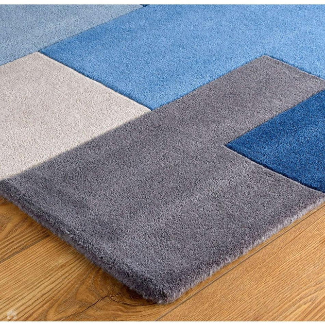 Lexus Modern Geometric Blocks Hand-Woven Carved Wool Blue/Grey/White Rug-Oriental Weavers-Rug Love - The Most Loved Rug Store