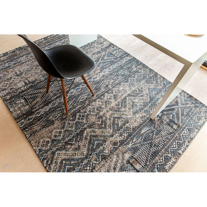 Louis De Poortere Antiquarian Kilim 9113 Black Rabat Washable Polyester Flatweave Eco-Rug-Louis De Poortere-Rug Love - The Most Loved Rug Store