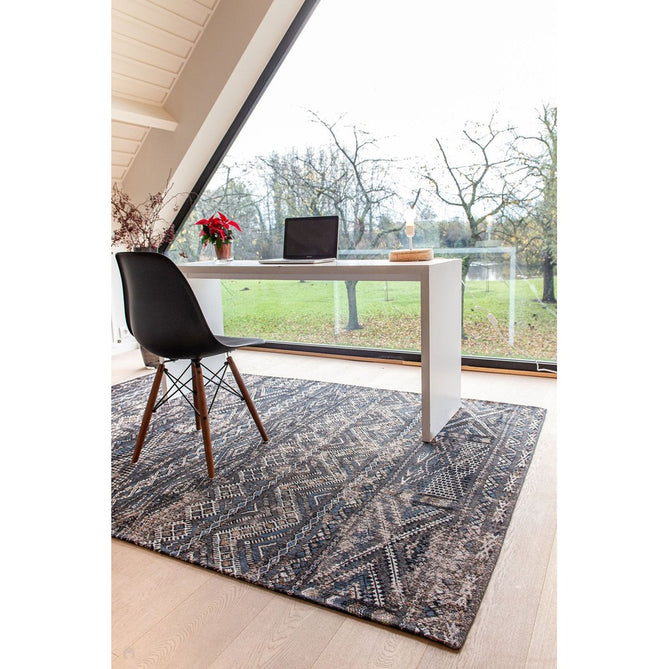 Louis De Poortere Antiquarian Kilim 9113 Black Rabat Washable Polyester Flatweave Eco-Rug-Louis De Poortere-Rug Love - The Most Loved Rug Store