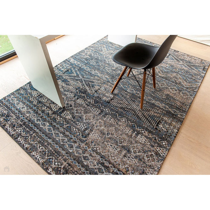 Louis De Poortere Antiquarian Kilim 9113 Black Rabat Washable Polyester Flatweave Eco-Rug-Louis De Poortere-Rug Love - The Most Loved Rug Store