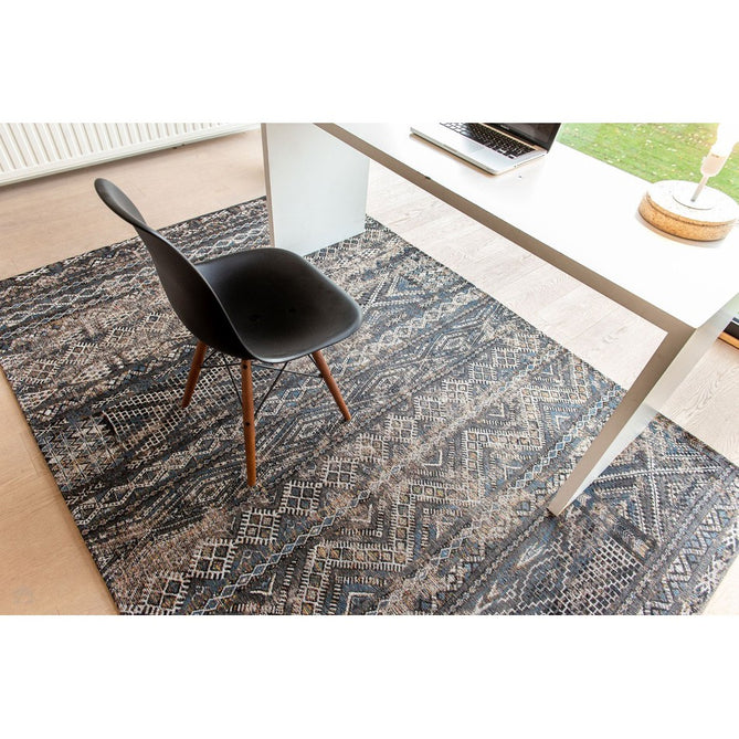 Louis De Poortere Antiquarian Kilim 9113 Black Rabat Washable Polyester Flatweave Eco-Rug-Louis De Poortere-Rug Love - The Most Loved Rug Store