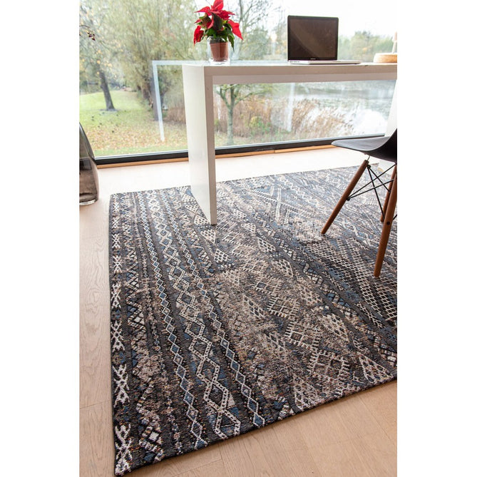 Louis De Poortere Antiquarian Kilim 9113 Black Rabat Washable Polyester Flatweave Eco-Rug-Louis De Poortere-Rug Love - The Most Loved Rug Store