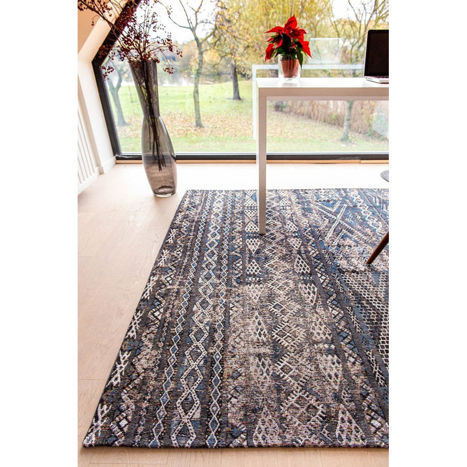 Louis De Poortere Antiquarian Kilim 9113 Black Rabat Washable Polyester Flatweave Eco-Rug-Louis De Poortere-Rug Love - The Most Loved Rug Store