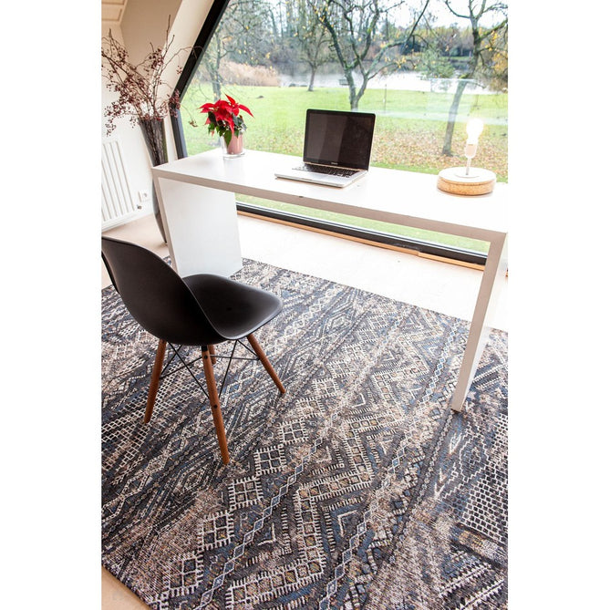 Louis De Poortere Antiquarian Kilim 9113 Black Rabat Washable Polyester Flatweave Eco-Rug-Louis De Poortere-Rug Love - The Most Loved Rug Store